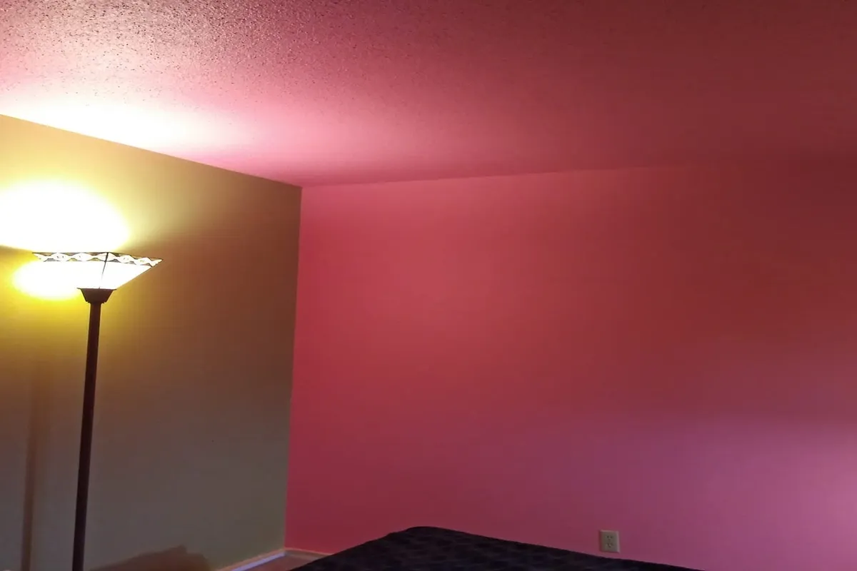 Interior room with light pink walls